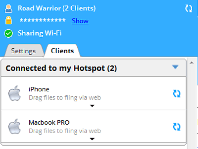 Передача файлов на подключенные устройства в Connectify Hotspot
